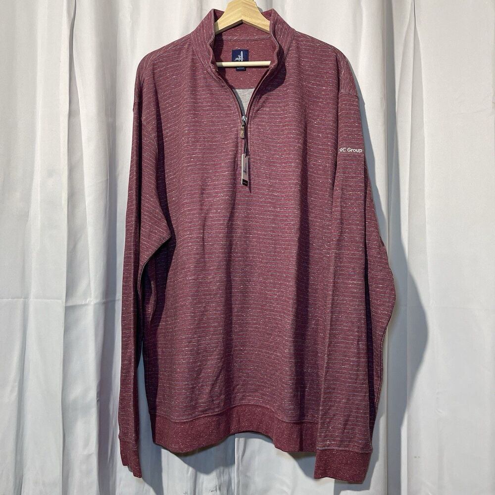 Johnnie-O Skiles Striped 1/4 Zip Pullover Currant Red Men's Sz 2XL NWT - Picture 4 of 8